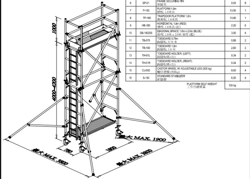 Mobile Aluminium Scaffold Tower Durable 7.5m Easy Towers Scaffolding