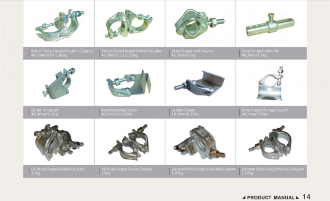 Silver Scaffolding Clamps And Fittings Scaffold Tube Clamps For Structure Buliding